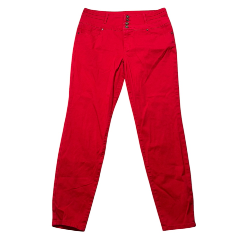 Silver Crush Red High Waisted 4 Button Fly‎ Slim Leg Pants Size 15-16